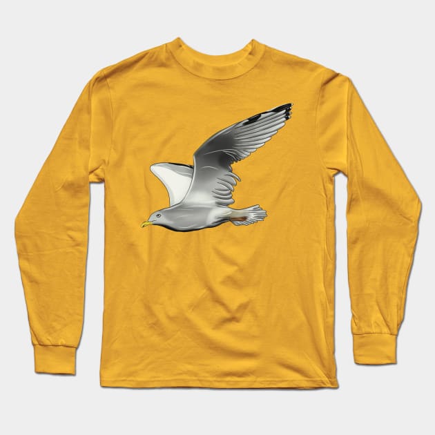 Flying seagull Long Sleeve T-Shirt by SuthrnView